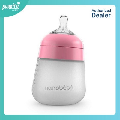 Nanobebe Flexy silicone bottle single pack 9Oz ขวดนมซิลิโคนรุ่นใหม่ล่าสุด สี Pink